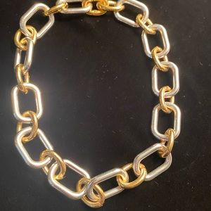 Bold Chunky two-tone silver and gold square chain necklace